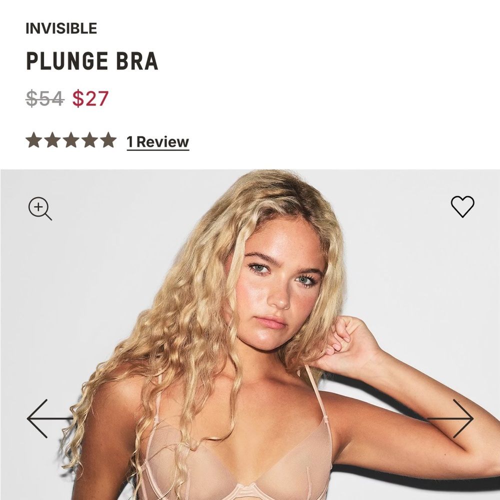Skims Invisible Plunge Bra - pink 34DDD
